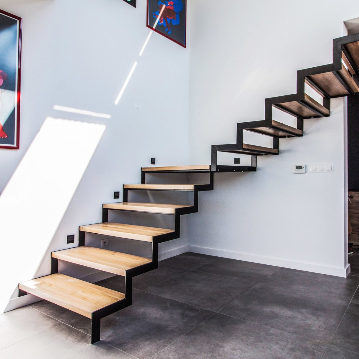 schody samonośne drewniane, schody półkowe, schody belkowe